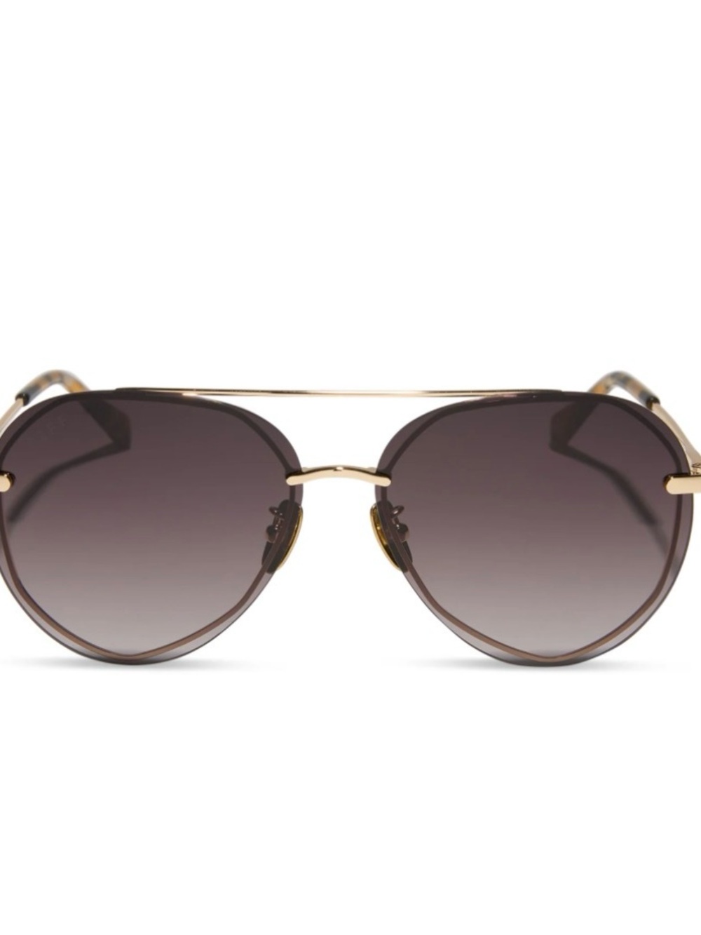 Diff Eyewear Gold Frame Brown Gradient Aviator Sunglasses - Women's